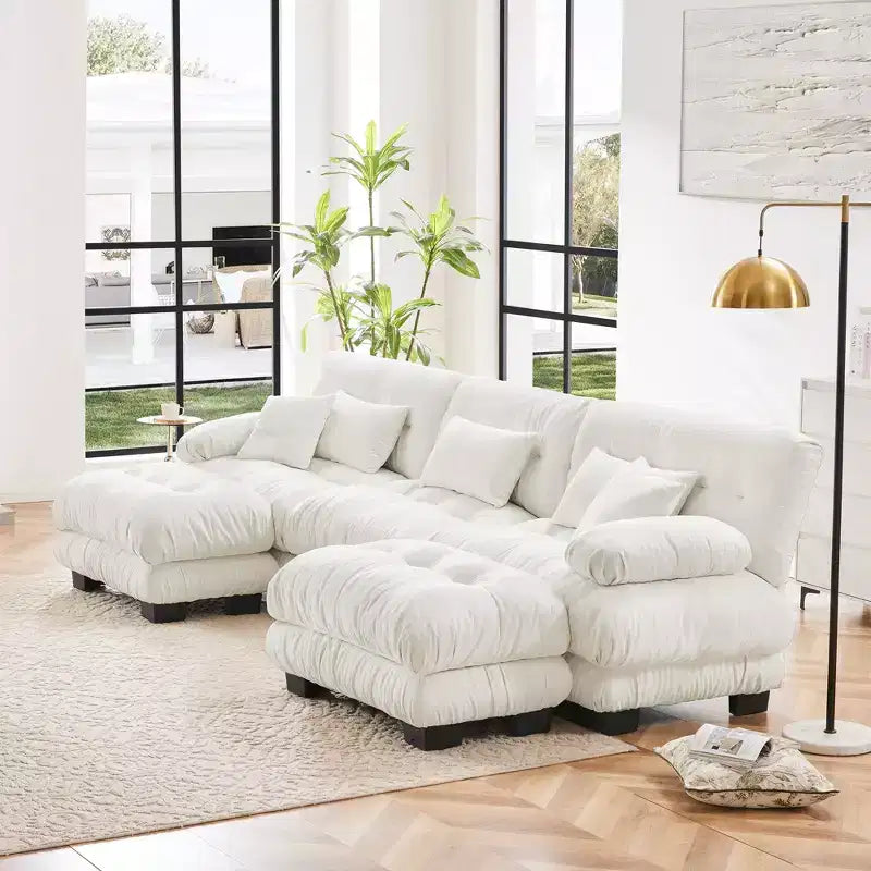 Luxury Modular Sectional Sofa Couch - Oversized U Shaped Cloud Couch for Living Room,Deep Seat Sofa Couch with 2 Ottomans