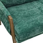 Poltrona moderna in velluto per soggiorno, sedia imbottita in stile Mid-Century con gambe in legno di gomma per sala lettura o camera da letto