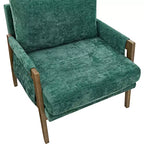 Poltrona moderna in velluto per soggiorno, sedia imbottita in stile Mid-Century con gambe in legno di gomma per sala lettura o camera da letto