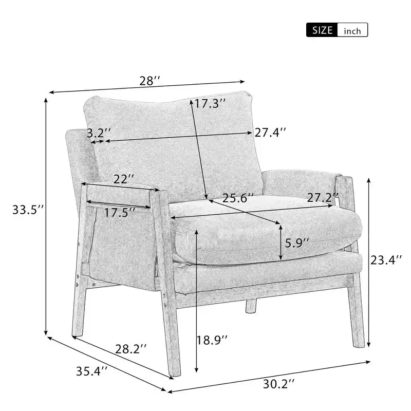Poltrona moderna in velluto per soggiorno, sedia imbottita in stile Mid-Century con gambe in legno di gomma per sala lettura o camera da letto