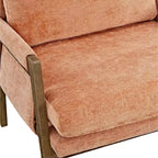 Poltrona moderna in velluto per soggiorno, sedia imbottita in stile Mid-Century con gambe in legno di gomma per sala lettura o camera da letto