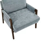 Poltrona moderna in velluto per soggiorno, sedia imbottita in stile Mid-Century con gambe in legno di gomma per sala lettura o camera da letto