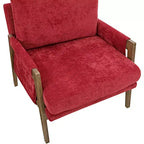 Poltrona moderna in velluto per soggiorno, sedia imbottita in stile Mid-Century con gambe in legno di gomma per sala lettura o camera da letto