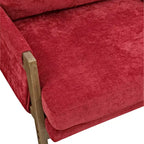 Poltrona moderna in velluto per soggiorno, sedia imbottita in stile Mid-Century con gambe in legno di gomma per sala lettura o camera da letto