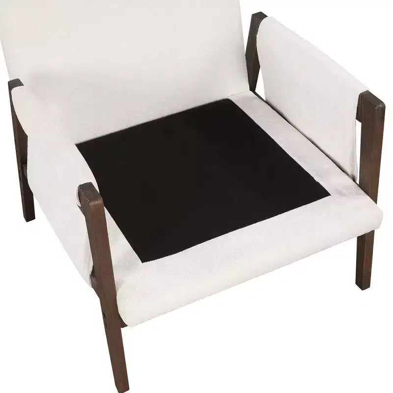 Poltrona moderna in velluto per soggiorno, sedia imbottita in stile Mid-Century con gambe in legno di gomma per sala lettura o camera da letto