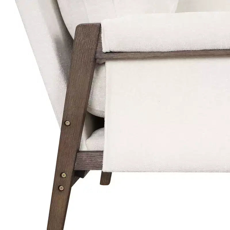 Poltrona moderna in velluto per soggiorno, sedia imbottita in stile Mid-Century con gambe in legno di gomma per sala lettura o camera da letto