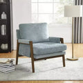 Poltrona moderna in velluto per soggiorno, sedia imbottita in stile Mid-Century con gambe in legno di gomma per sala lettura o camera da letto