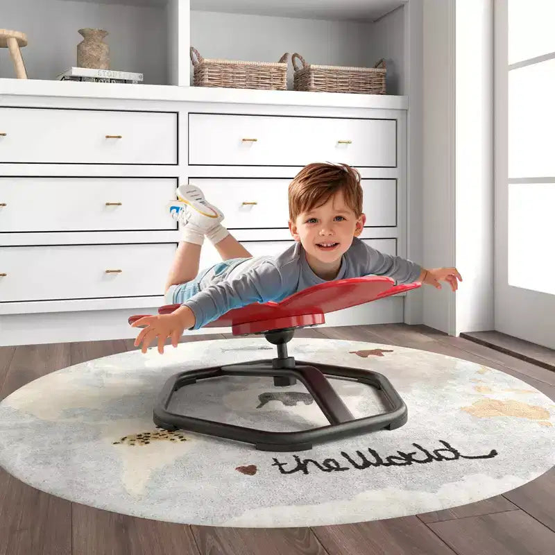 Sedia Girevole Sensoriale per Bambini con Base Metallica Antiscivolo per Bambini Autistici Interno Esterno Blu/Rosso Petalo