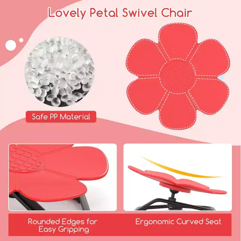 Sedia Girevole Sensoriale per Bambini con Base Metallica Antiscivolo per Bambini Autistici Interno Esterno Blu/Rosso Petalo