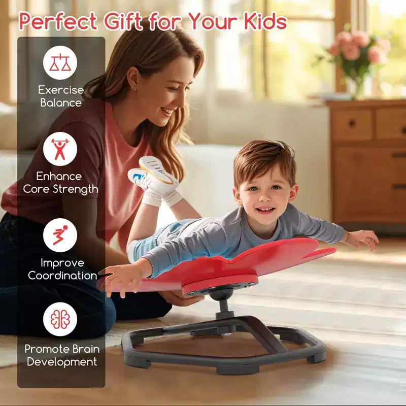 Sedia Girevole Sensoriale per Bambini con Base Metallica Antiscivolo per Bambini Autistici Interno Esterno Blu/Rosso Petalo