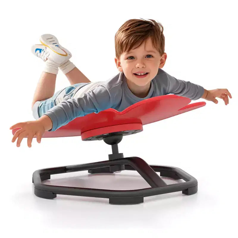 Sedia Girevole Sensoriale per Bambini con Base Metallica Antiscivolo per Bambini Autistici Interno Esterno Blu/Rosso Petalo