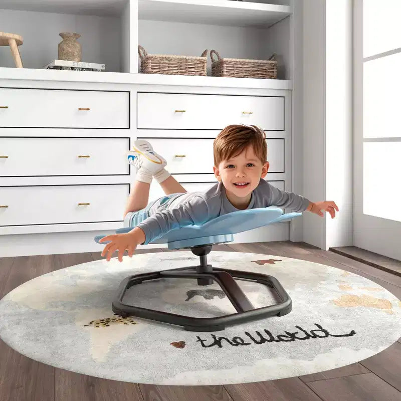 Sedia Girevole Sensoriale per Bambini con Base Metallica Antiscivolo per Bambini Autistici Interno Esterno Blu/Rosso Petalo