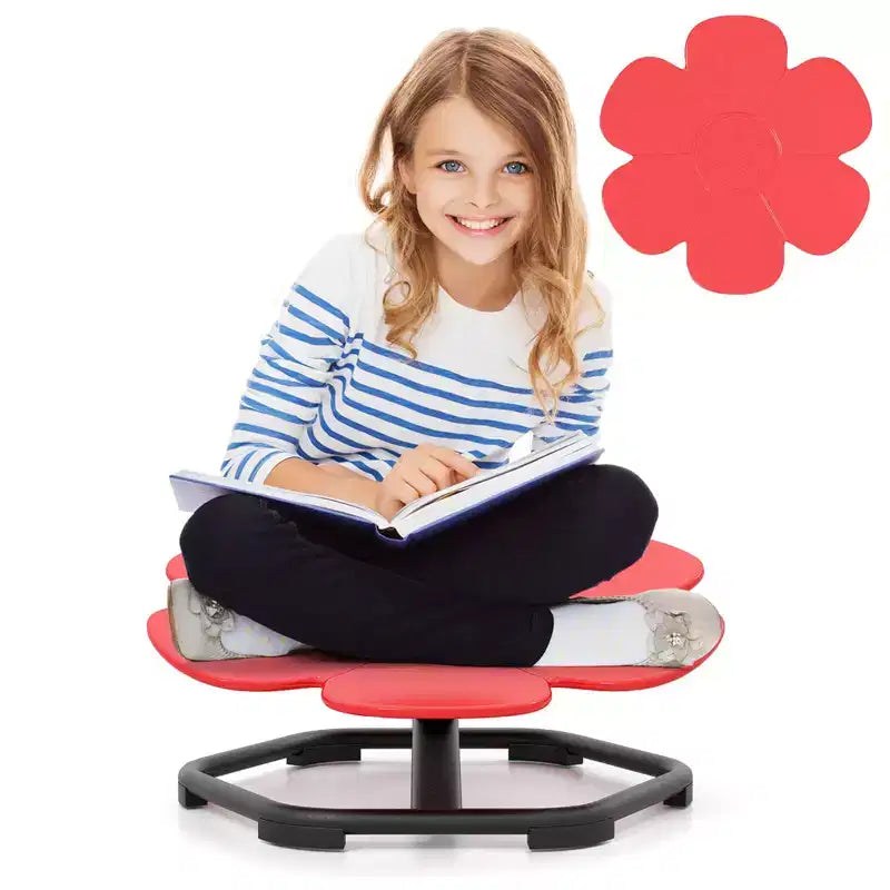 Sedia Girevole Sensoriale per Bambini con Base Metallica Antiscivolo per Bambini Autistici Interno Esterno Blu/Rosso Petalo