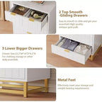 Comò a 2/3/4/5/6/7 cassetti con gambe in metallo, Cassettiera in legno con ampio spazio di archiviazione, Comodino moderno per camera da letto, soggiorno, corridoio