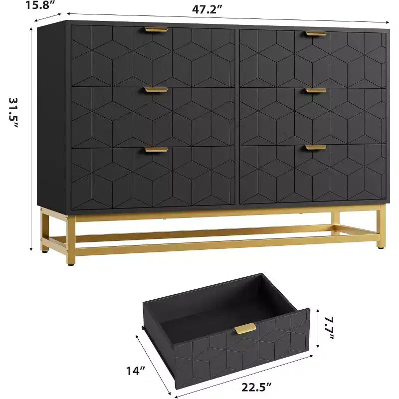 Comò a 2/3/4/5/6/7 cassetti con gambe in metallo, Cassettiera in legno con ampio spazio di archiviazione, Comodino moderno per camera da letto, soggiorno, corridoio