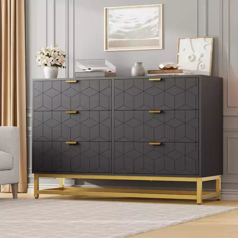 Comò a 2/3/4/5/6/7 cassetti con gambe in metallo, Cassettiera in legno con ampio spazio di archiviazione, Comodino moderno per camera da letto, soggiorno, corridoio