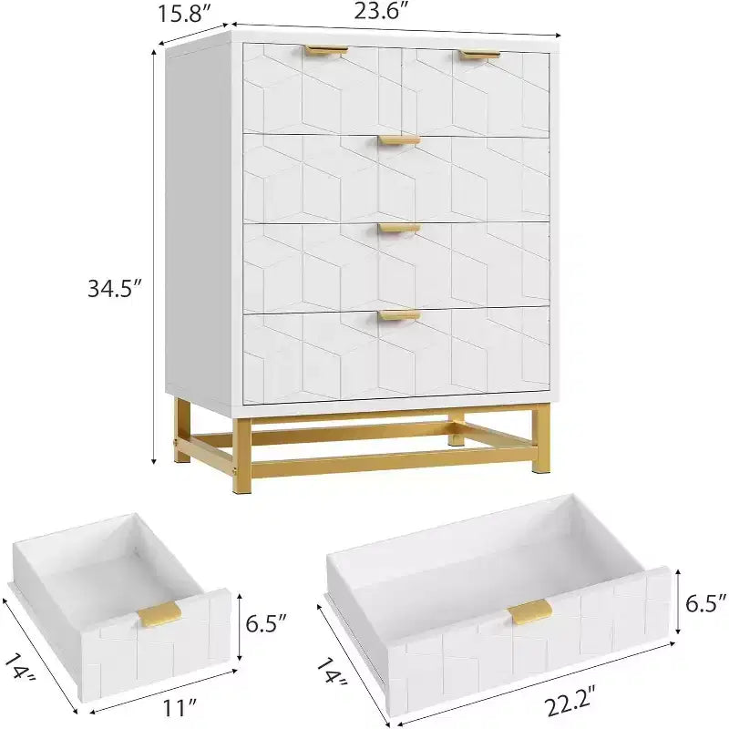 Comò a 2/3/4/5/6/7 cassetti con gambe in metallo, Cassettiera in legno con ampio spazio di archiviazione, Comodino moderno per camera da letto, soggiorno, corridoio