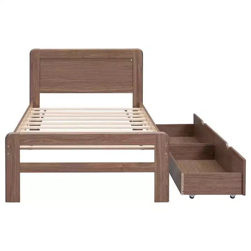 Struttura letto a piattaforma moderna singola con 2 cassetti portaoggetti, robusto letto a piattaforma in legno, silenzioso, non richiede molle, facile da montare