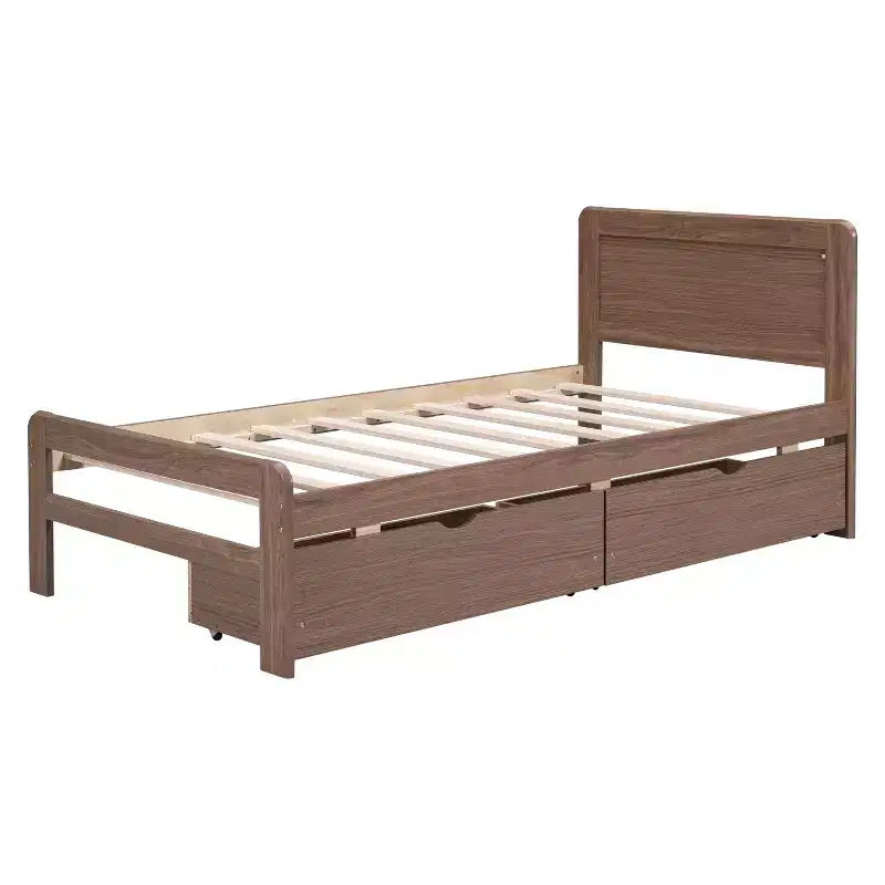 Struttura letto a piattaforma moderna singola con 2 cassetti portaoggetti, robusto letto a piattaforma in legno, silenzioso, non richiede molle, facile da montare