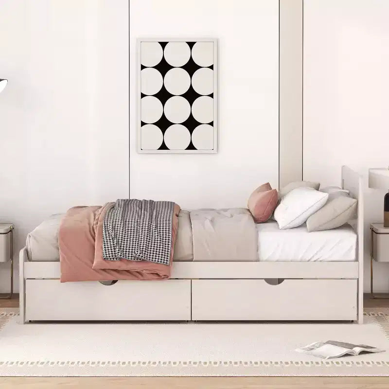 Struttura letto a piattaforma moderna singola con 2 cassetti portaoggetti, robusto letto a piattaforma in legno, silenzioso, non richiede molle, facile da montare