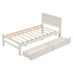 Struttura letto a piattaforma moderna singola con 2 cassetti portaoggetti, robusto letto a piattaforma in legno, silenzioso, non richiede molle, facile da montare