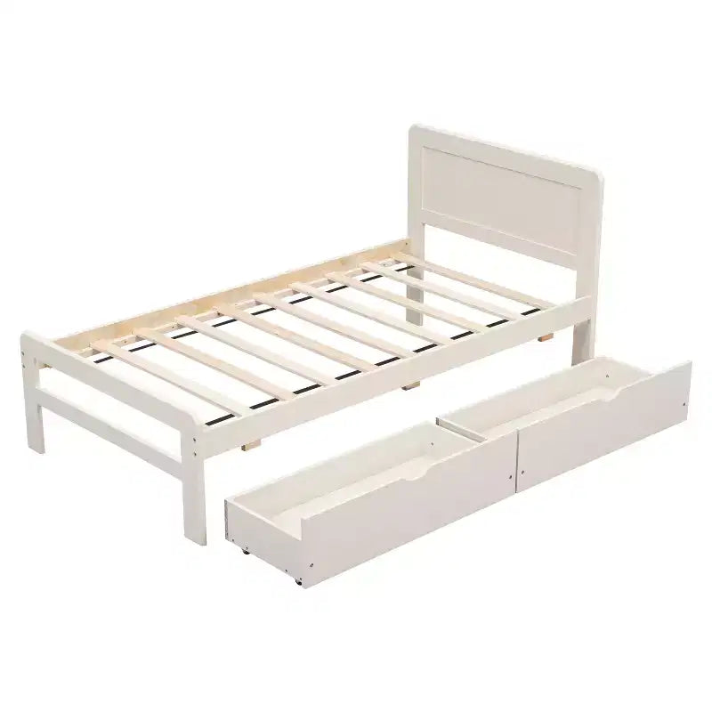 Struttura letto a piattaforma moderna singola con 2 cassetti portaoggetti, robusto letto a piattaforma in legno, silenzioso, non richiede molle, facile da montare