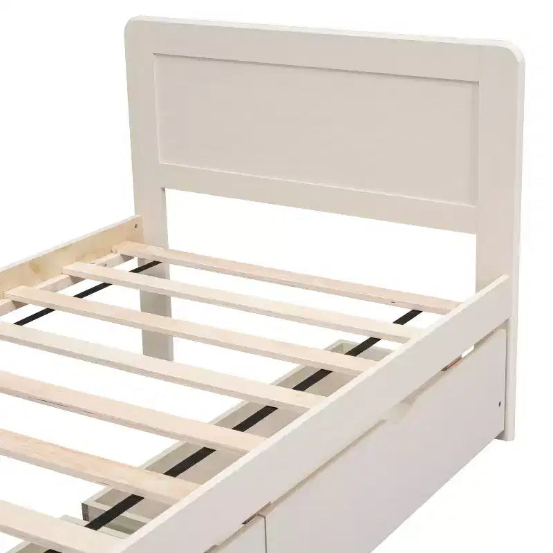 Struttura letto a piattaforma moderna singola con 2 cassetti portaoggetti, robusto letto a piattaforma in legno, silenzioso, non richiede molle, facile da montare