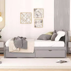 Struttura letto a piattaforma moderna singola con 2 cassetti portaoggetti, robusto letto a piattaforma in legno, silenzioso, non richiede molle, facile da montare