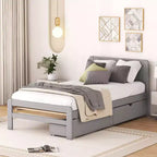 Struttura letto a piattaforma moderna singola con 2 cassetti portaoggetti, robusto letto a piattaforma in legno, silenzioso, non richiede molle, facile da montare