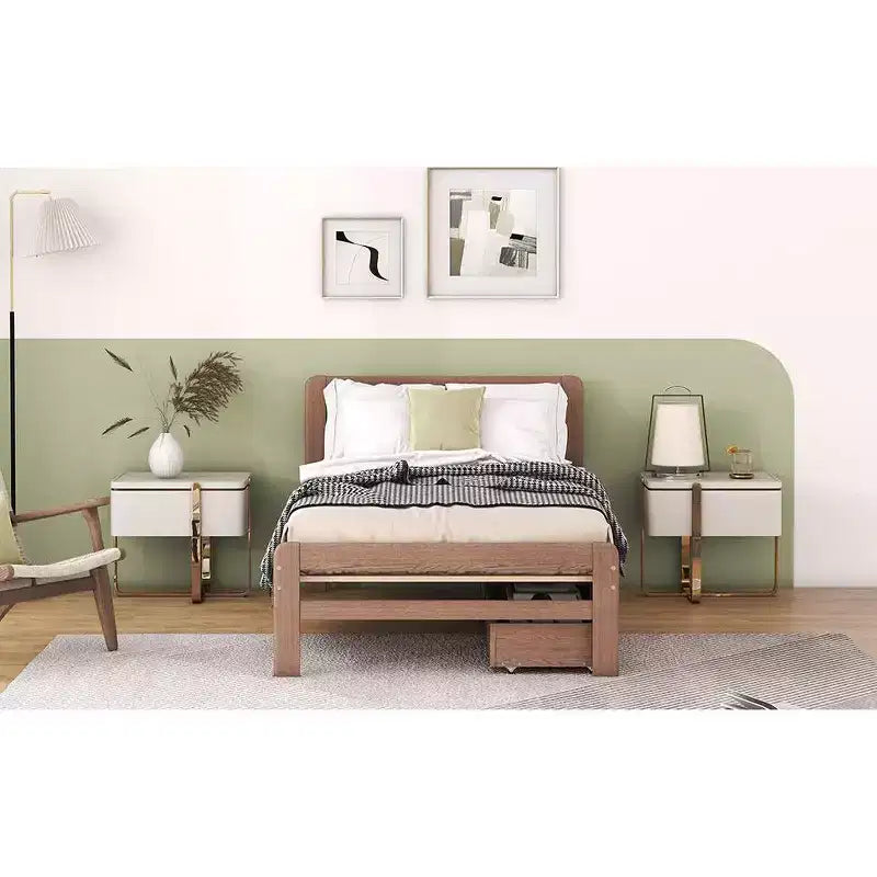 Struttura letto a piattaforma moderna singola con 2 cassetti portaoggetti, robusto letto a piattaforma in legno, silenzioso, non richiede molle, facile da montare
