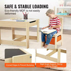 Tavolo e sedie per bambini, tavolo da attività in legno con spazio contenitore e scatole, tavolo da gioco per bambini per arte, artigianato, lettura, apprendimento, beige