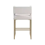 Sgabello da bancone in velluto crema, set da 2