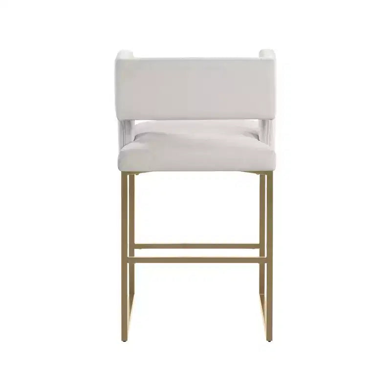 Sgabello da bancone in velluto crema, set da 2
