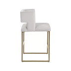 Sgabello da bancone in velluto crema, set da 2
