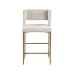 Sgabello da bancone in velluto crema, set da 2