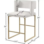 Sgabello da bancone in velluto crema, set da 2