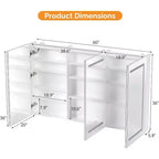 Mobiletto da bagno con specchio illuminato extra large 60 x 36 pollici, grande mobiletto da bagno a 3 ante a parete con luci