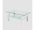 CuisinSmart Glass Coffee Table, Modern Side Coffee Table For Living Room, 2-Tier Tea Table With Tempered Glass Tabletop, Lower Shelf For Living Room