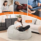 Poltrona Sacco in Schiuma da 120 cm Morbida con Rivestimento Rimovibile Comoda per Adulti Bambini Soggiorno Camera da Letto Dormitorio