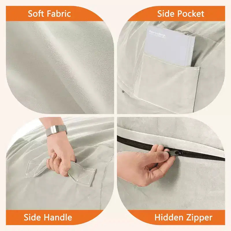 Poltrona Sacco in Schiuma da 120 cm Morbida con Rivestimento Rimovibile Comoda per Adulti Bambini Soggiorno Camera da Letto Dormitorio