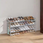Scarpiera, Organizer per Scarpe a 3 Livelli, Scaffale Porta Scarpe in Tessuto con 4 Ganci, Contiene Fino a 18 Paia di Scarpe, Scarpiera Regolabile in Altezza per Ingresso