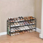 Scarpiera, Organizer per Scarpe a 3 Livelli, Scaffale Porta Scarpe in Tessuto con 4 Ganci, Contiene Fino a 18 Paia di Scarpe, Scarpiera Regolabile in Altezza per Ingresso