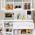 Mobile dispensa da cucina da 68 pollici, mobile credenza da cucina autoportante con portabottiglie, cassetto e ante a ripiani