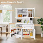 Mobile dispensa da cucina da 68 pollici, mobile credenza da cucina autoportante con portabottiglie, cassetto e ante a ripiani