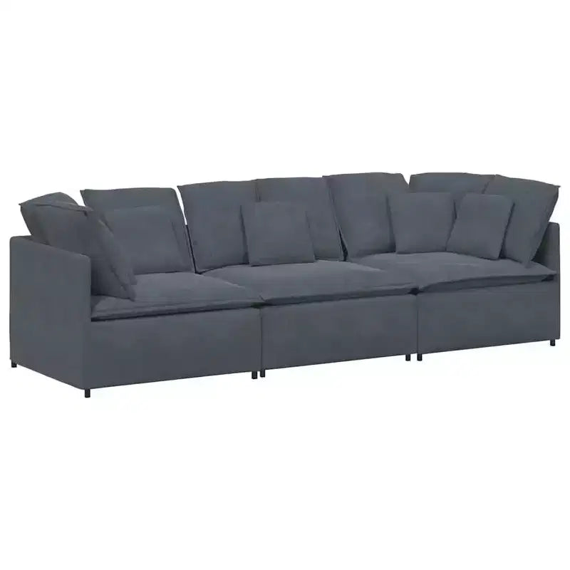 vidaXL Modular Fabric Sofa in Dark Gray - Durable Metal Frame Couch with Customizable Sections for Living Room/Lounge Seating Furniture