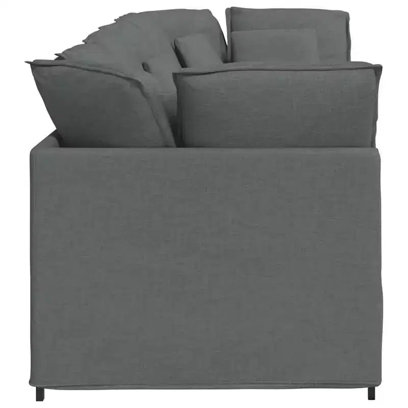 Divano modulare in tessuto grigio scuro - Divano con struttura in metallo resistente e sezioni personalizzabili per soggiorno/salotto