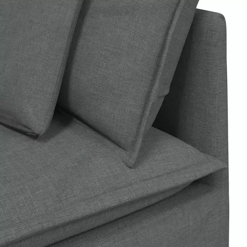 Divano modulare in tessuto grigio scuro - Divano con struttura in metallo resistente e sezioni personalizzabili per soggiorno/salotto