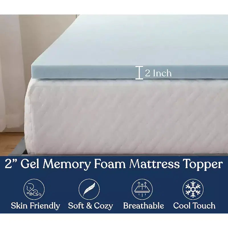 Topper Materasso 5 cm in Memory Foam con Gel Rinfrescante, Certificato CertiPUR-US, Design Ventilato per una Migliore Circolazione dell'Aria