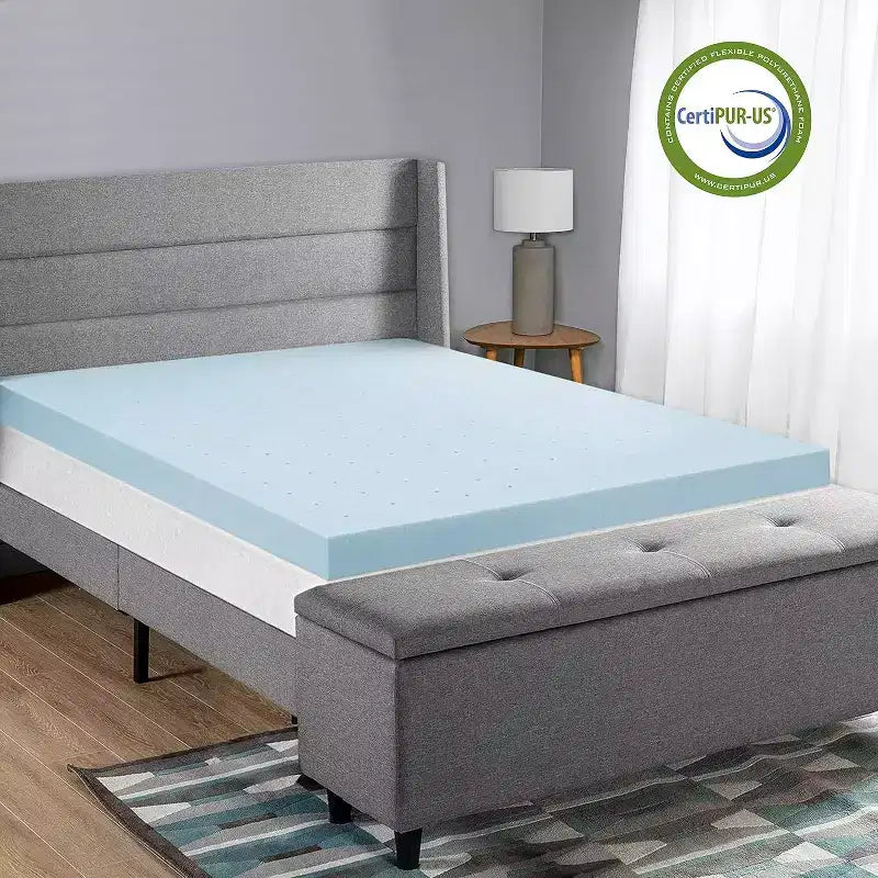 Topper Materasso 5 cm in Memory Foam con Gel Rinfrescante, Certificato CertiPUR-US, Design Ventilato per una Migliore Circolazione dell'Aria