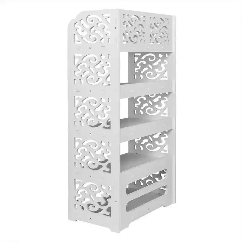 Scarpiera autoportante a 5 livelli in PVC (cloruro di polivinile) bianco, larghezza 42 cm